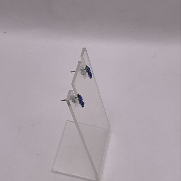 Sterling Silver Square Crystal Stud Earrings - Picture 2 of 3